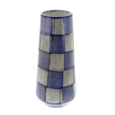 Florero Ceramica Cuadrito Azul.