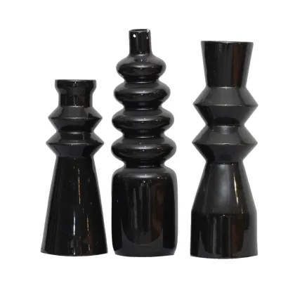 Florero ceramica negra