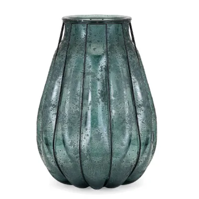 Florero Vidrio Tangela Drak Blue