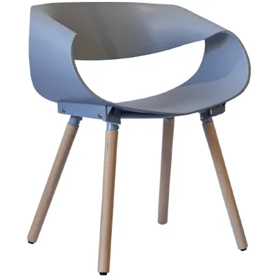 SILLA LATERAL NORIEGA PP LIGHT GREY BASE MADERA