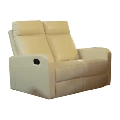 SOFA RECLINABLE DOBLE LIYASI CUERO/VINYL BEIGE