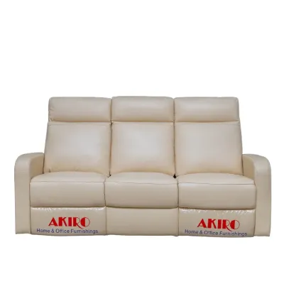 SOFA RECLINABLE TRIPLE LIYASI  CUERO/VINYL BEIGE