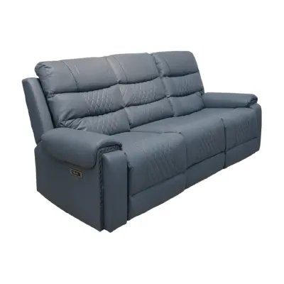 SOFA TRIPLE RECLINABLE PISA ELEC. CARGADOR, LED, GRIS AZULADO