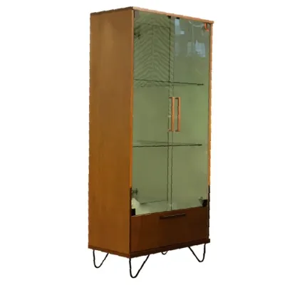 VITRINA CAMPOS PUERTAS CRISTALES 70*39*151CM NATURAL [[2 BULTOS]]