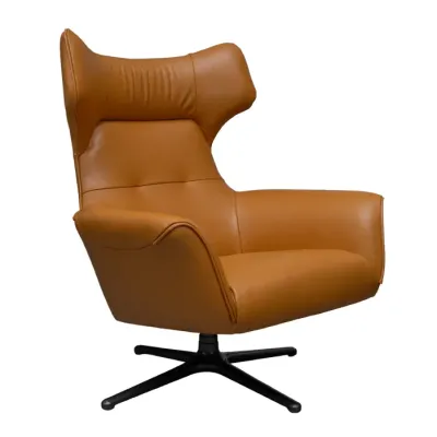 SILLON MARILYN GIRATORIA 100% CUERO COLOR MOSTAZA (2 BULTOS)