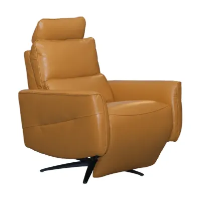 SILLON RECLINABLE ANTONELLA 100% CUERO COLOR MOSTAZA