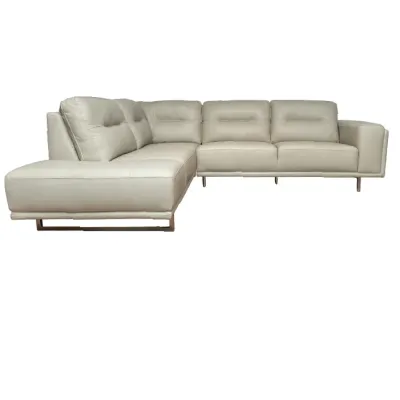 SOFA SECCIONAL HANSIK 100% CUERO FACING IZQ. LIGHT GRAY (2 BULTOS)