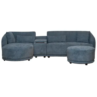 SOFA SECCIONAL NORMI FACING IZQ. C/ OTTOMAN 304*95*80CM AZUL (4 BULTOS)