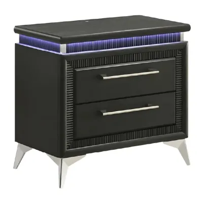 MESA DE NOCHE ELIZABETH CON LUZ LED Y 2 GAVETAS