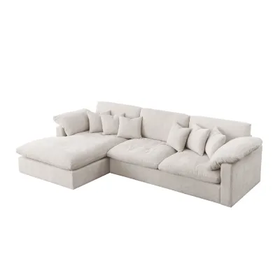 SOFA SECCIONAL ZOE FACING IZQUIERDO TELA BEIGE (3 BULTOS)