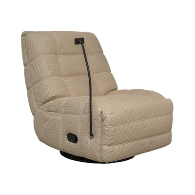 SILLON RECLINABLE ROCKY GIR. MERCEDORA C/ PORTA CELLULAR COLOR BEIGE