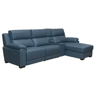 SOFA SECCIONAL CARSON FACING DER. ELEC. CUERO/PVC C/ STORAGE GRAY BLUE(4 BULTOS)
