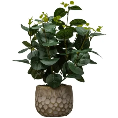 Florero Dorado Con Eucalipto