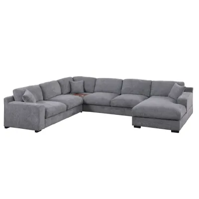 SOFA SECCIONAL CELINE TELA GRAY (5 BULTOS)