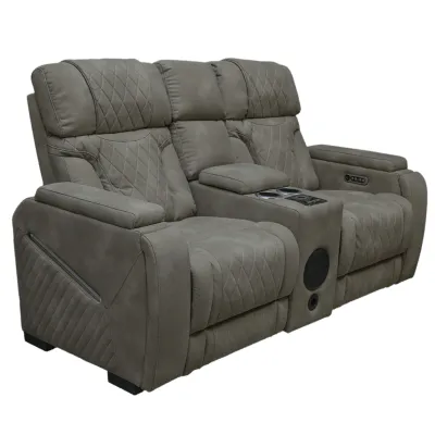 SOFA DOBLE RECLNABLE. NAPOLEON  ELEC. BLUE TOOTH, LED LIGHT BROWN