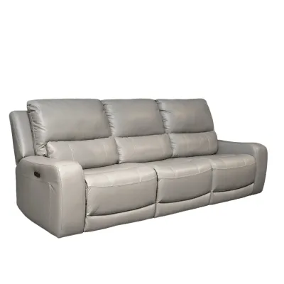 SOFA TRIPLE RECLINABLE MAX ELECT. CUERO/PVC LIGHT GREY (3 BULTOS)