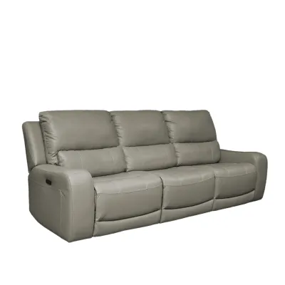 SOFA TRIPLE RECLINABLE MAX ELECT. CUERO/PVC MEDIAN GREY (3 BULTOS)