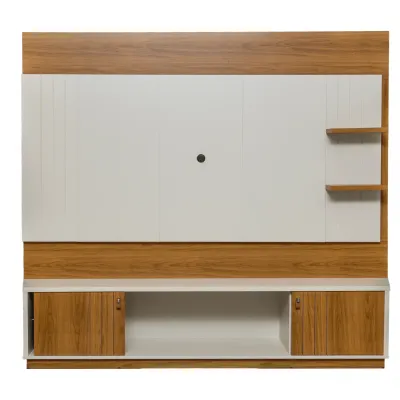 ESTANTE TV GUAIBA /PARED, 65", LUZ,  200*184*36CM PERLA/ALMOND (2 BULTOS)