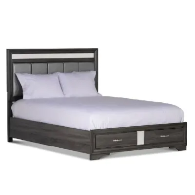 CAMA QUEEN THE LUSTER CON GAVETAS GRIS (3 BULTOS)