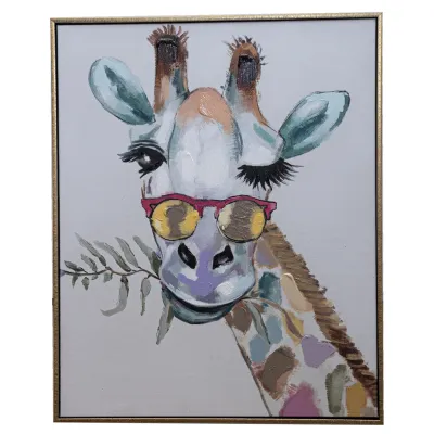 CUADRO PINTURA JIRAFA CON ANTEOJO