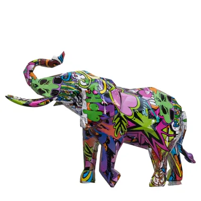 Elefante de colores resina 17" X 12"H