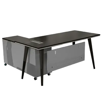 ESCRITORIO EJECUTIVO UNO 160X75X75CM C RETORNO NEGRO (4 BULTOS)