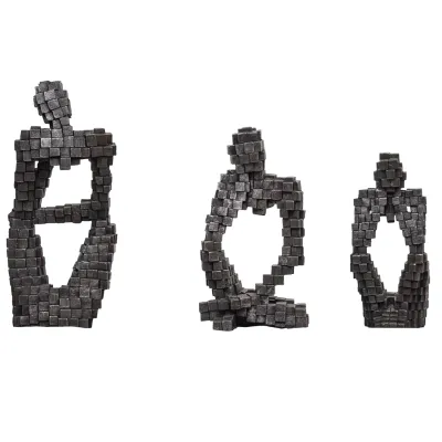 ESCULTURA RESINA HOMBRE SENTADO SET