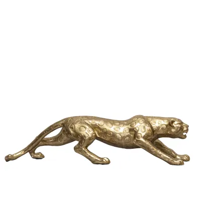 Escultura Resina Leopardo Bronce Grande