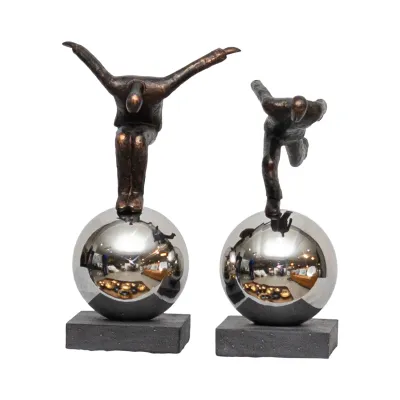 Escultura Resina y Metal Hombre Bailando