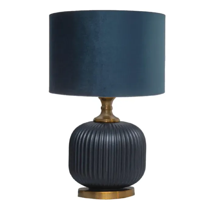 Lampara De Mesa Ceramica Azul