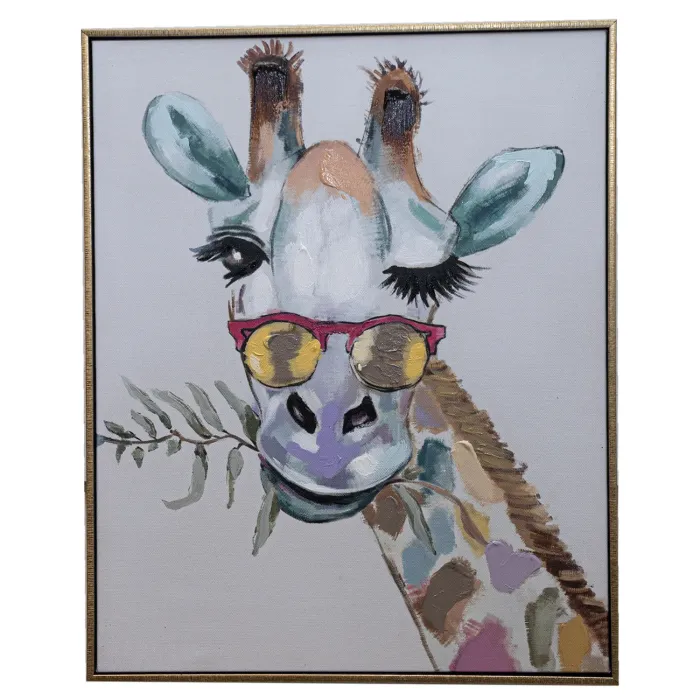 CUADRO PINTURA JIRAFA CON ANTEOJO